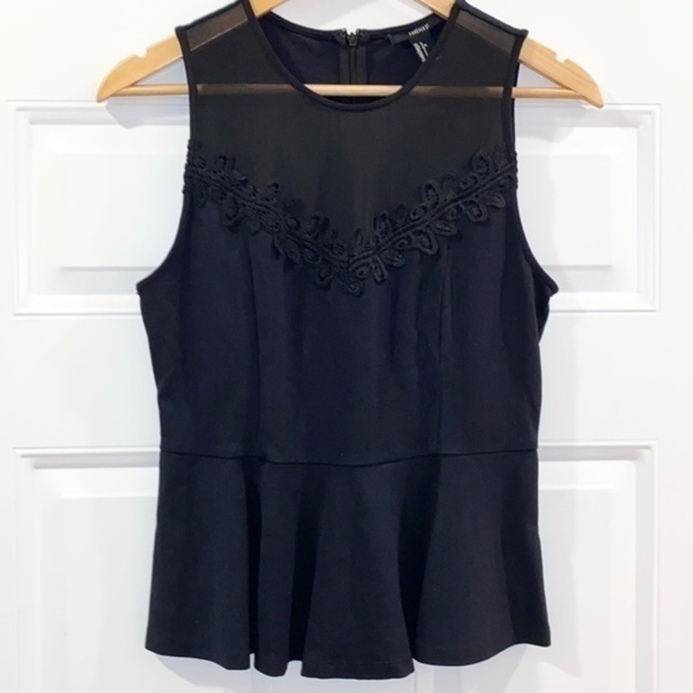 Forever 21 Peplum Sleeveless Dressy Tank Top NWOT Black Large